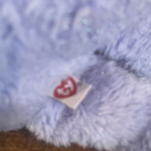 Ty Beanie Buddy LILAC Teddy Bear Large 14" Sparkly Purple Bow 2003 NWT Classic - Picture 6 of 8
